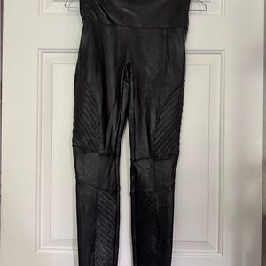 SPANX Faux Leather Moto Style Black Leggings